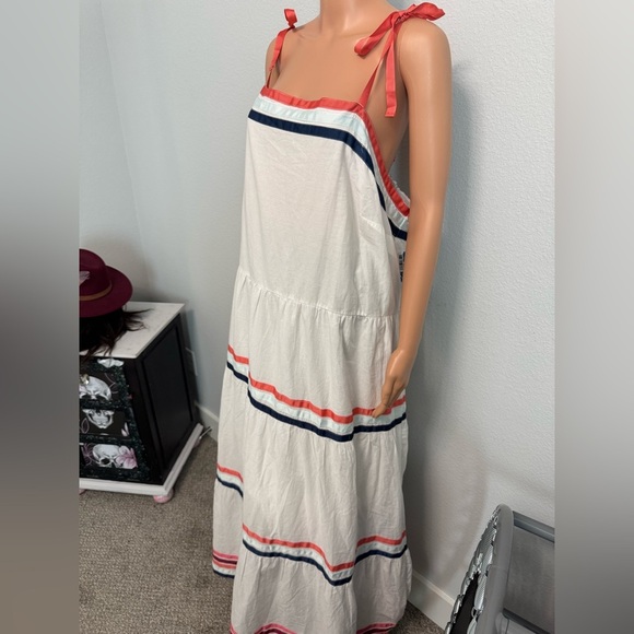 Lane Bryant Plus Size White Bohemian Dress with Summer Ribbon Stripes- Size 26 - Picture 2 of 8